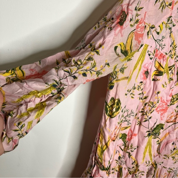 Happy Nature 100% cotton dress with tropical bird & floral pattern size large - Picture 3 of 8